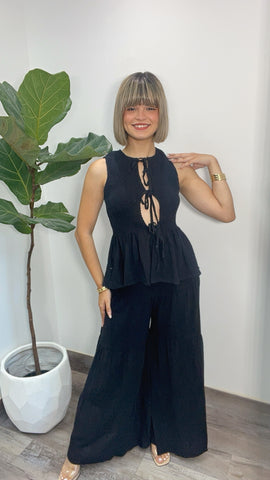 Flare Black Top & Pant Set