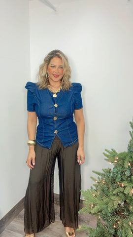 Cowhide Dark Denim Top