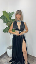 Black Cut Out Satin Maxi-Dress