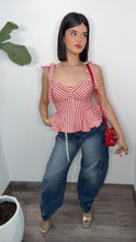 Red Paris Stripe Top