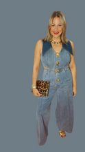 V Neck Denim Cut Out Jumpsuit