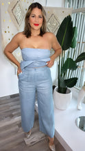 Baby Blue Linen Strapless Vest