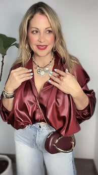 Burgundy Satin  Jacket