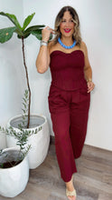 Burgundy Muse Corset Wide-Leg Pant Set
