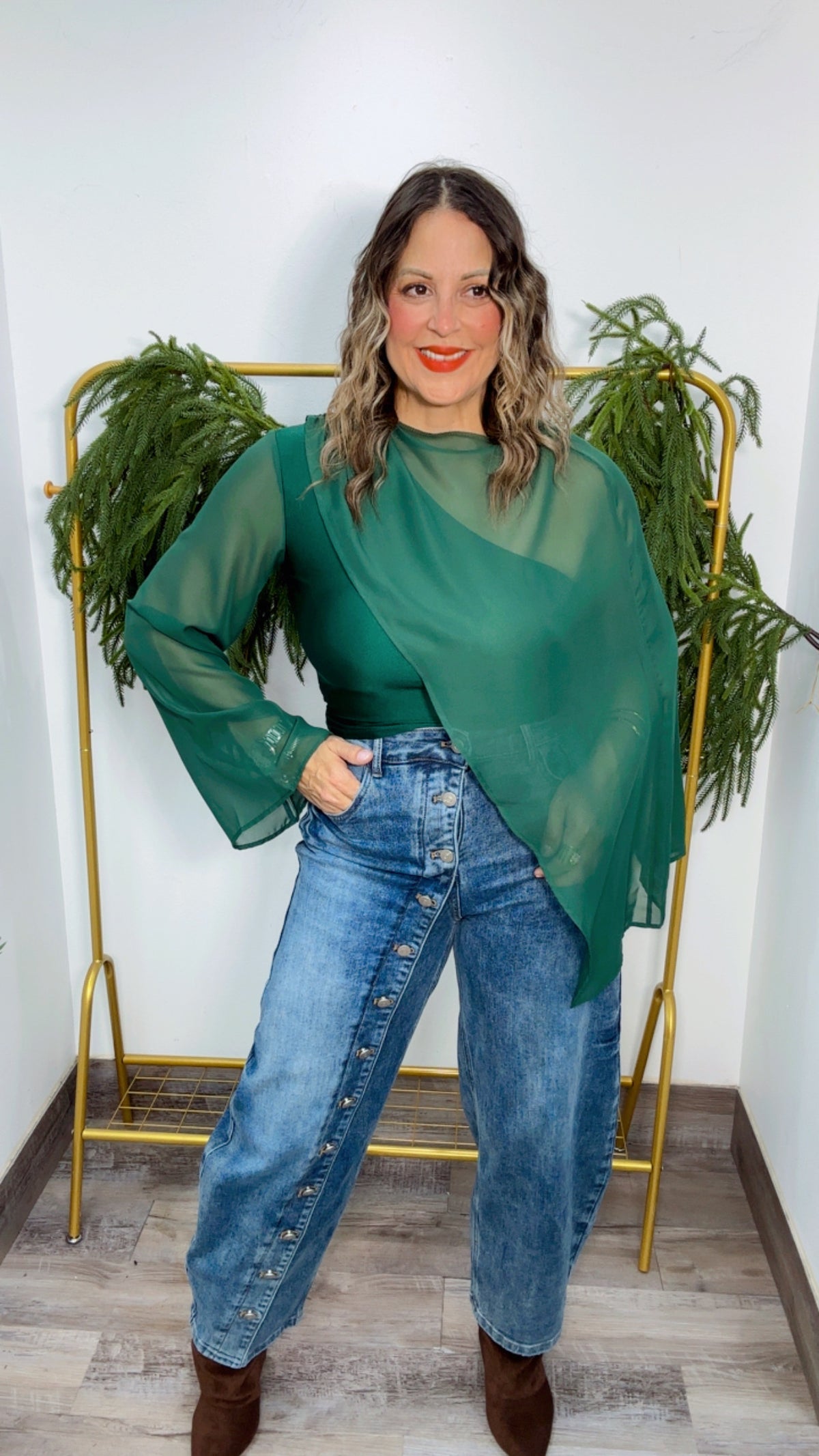 Cape Tunic Hunter Green Blouse