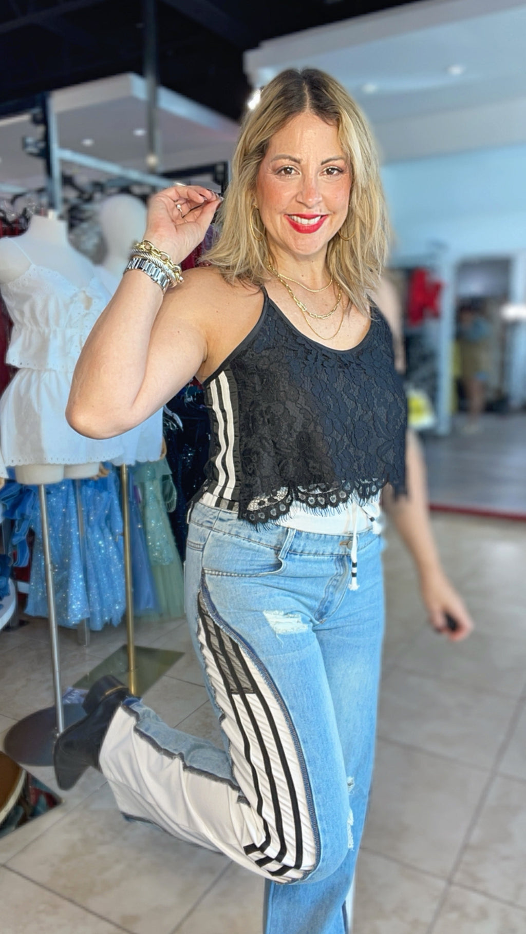 Black Side Stripe Jeans