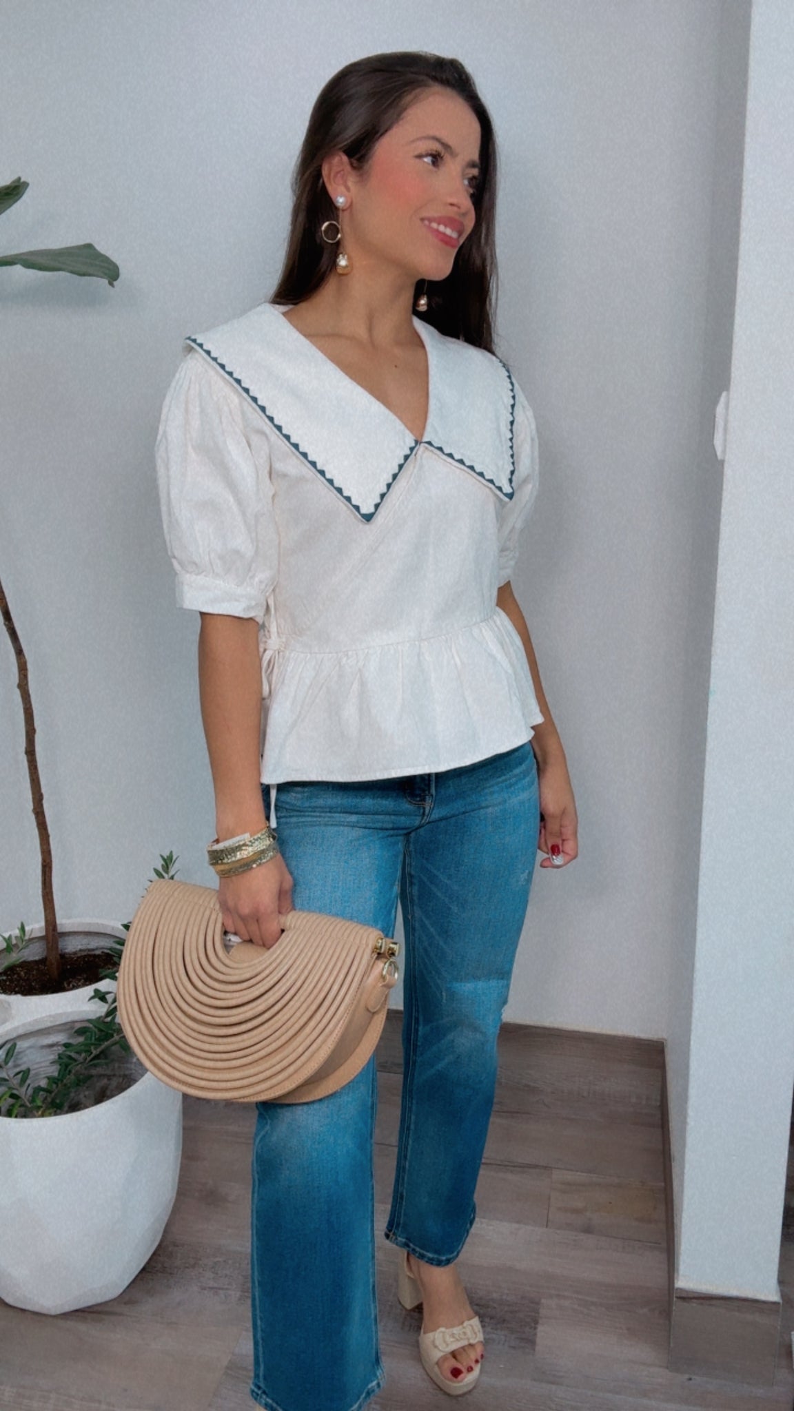 Aria Peplum Top (Ivory)