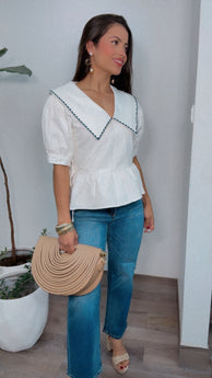 Aria Peplum Top (Ivory)