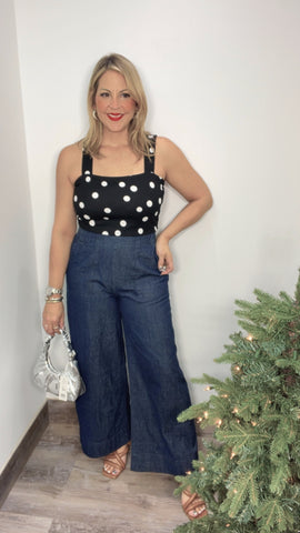 Classic Elastic Waist Denim Pants