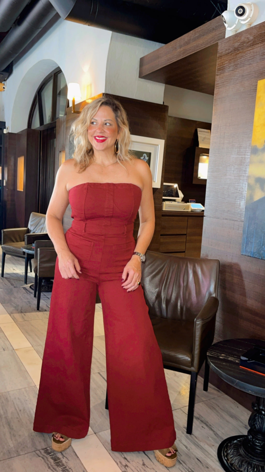 Crush in Garnet Denim Jumpsuit