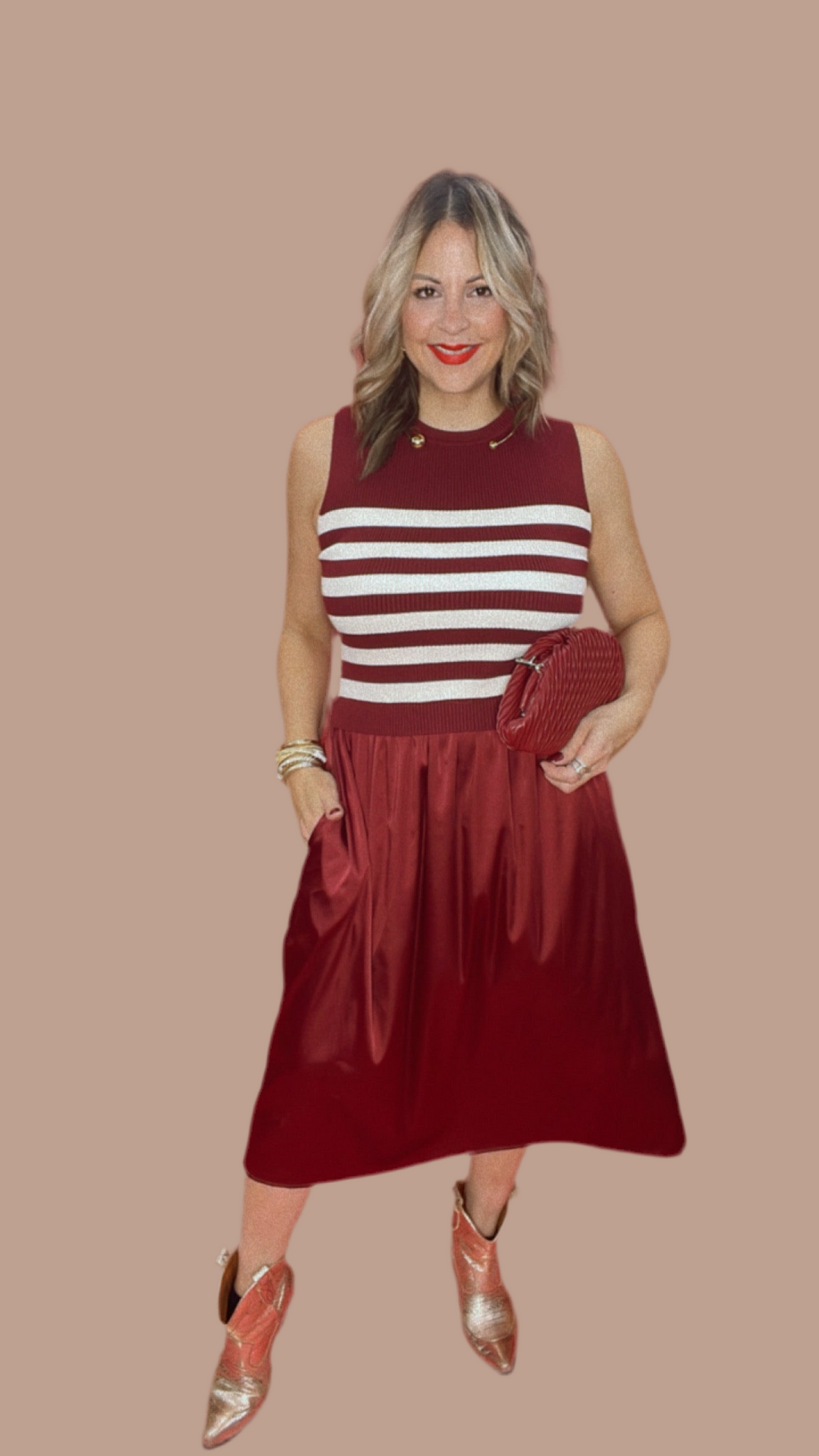 White & Wine Midi Dress