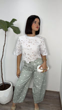 Polka Dots Barrel Jeans (Sage Green)