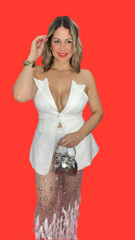 Feathers White Vest Set