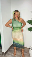 Sunset Green Mesh Dress