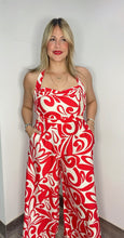 Red & Ivory Print Jumpsuit