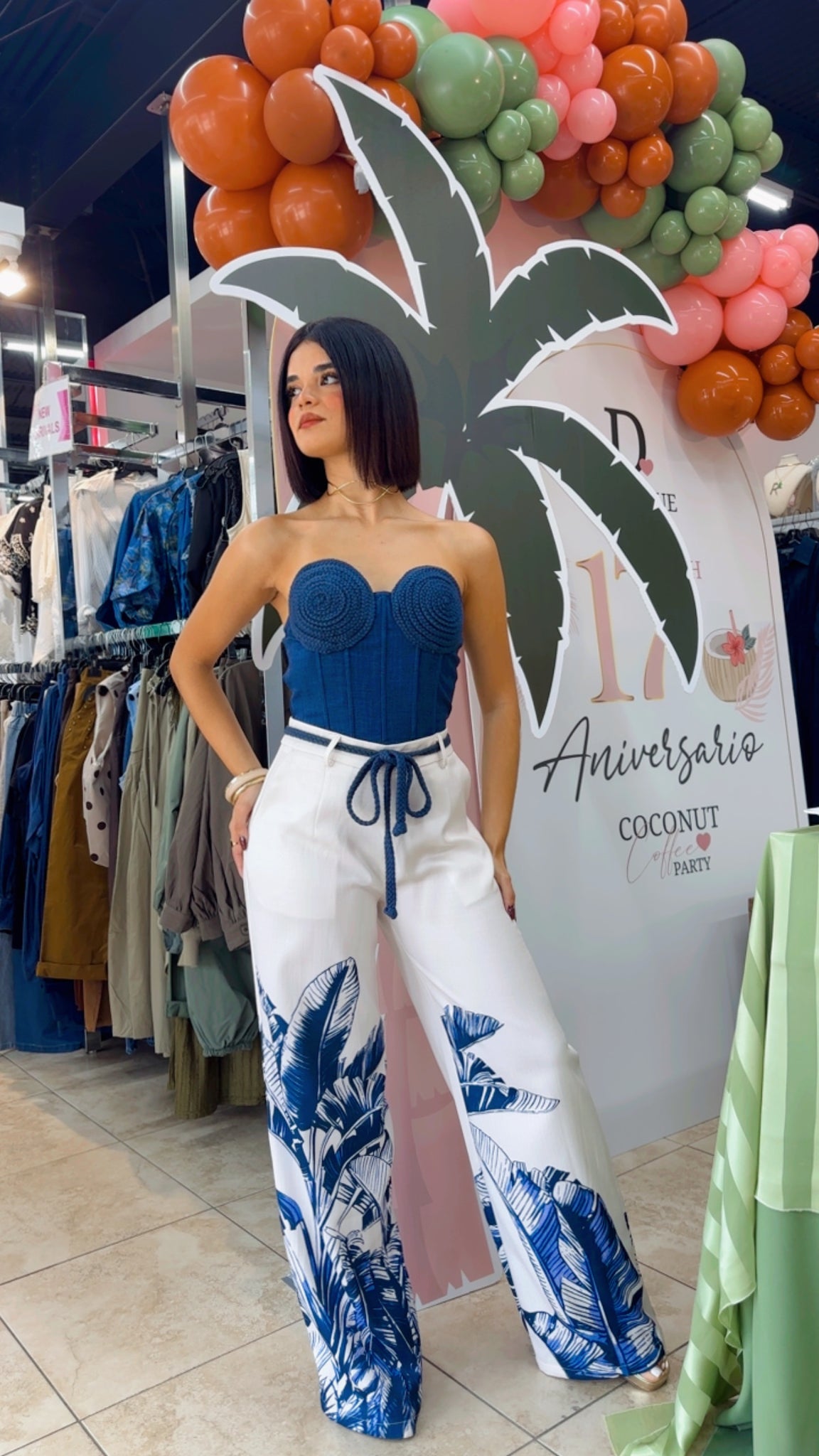 Tropical Denim Bustier Set