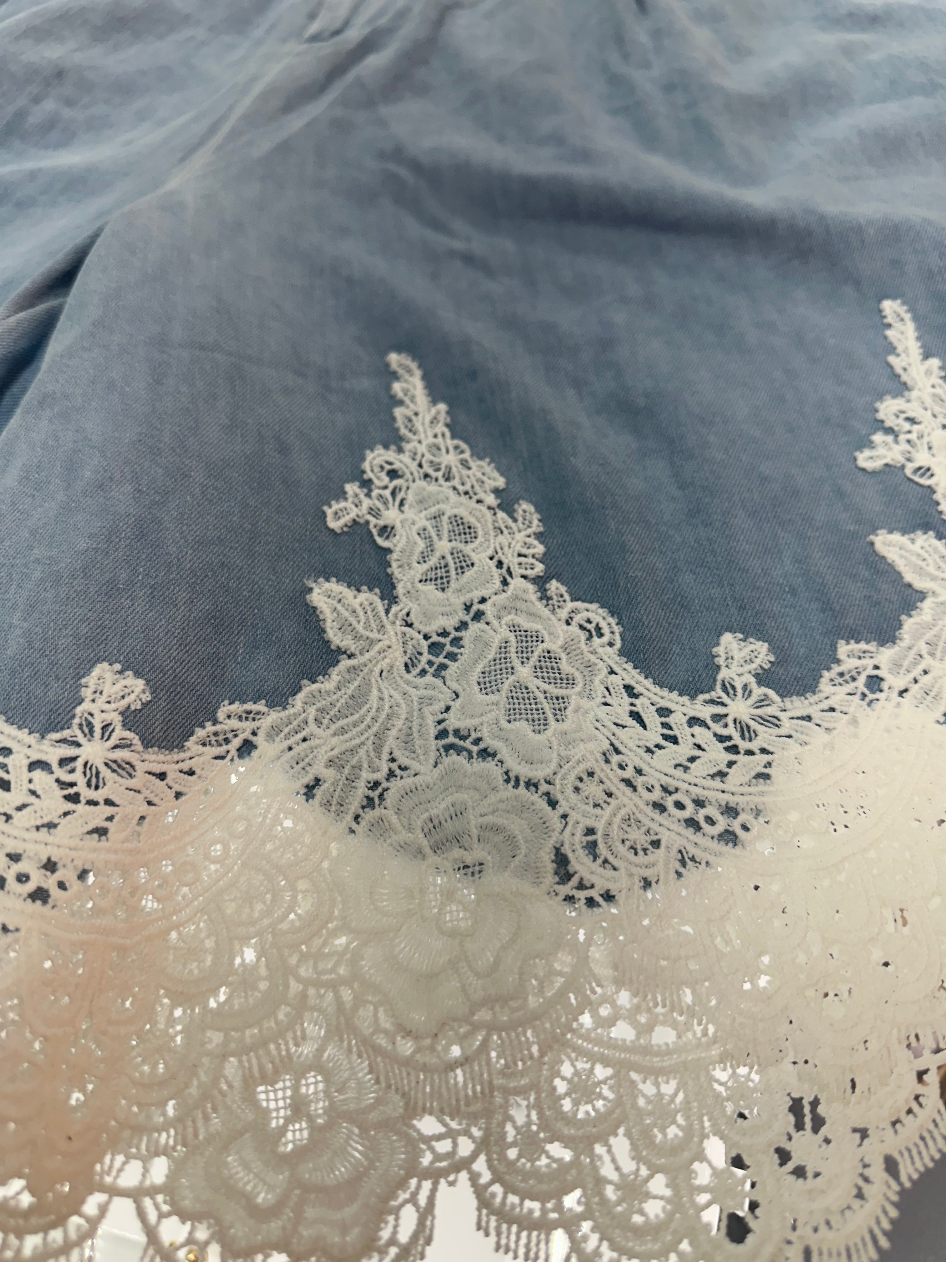 Santorini Lace Denim Bermuda