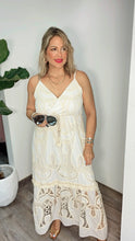 Positano White /Beige Crochet  Maxi Dress