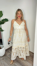 Positano White /Beige Crochet  Maxi Dress