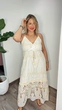 Positano White /Beige Crochet  Maxi Dress