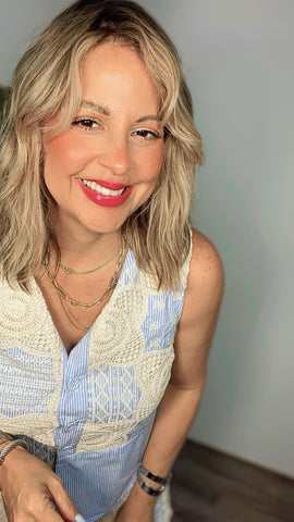 Mikonos Stripe blue Crochet  Top