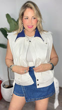 White Navy Zipper Vest