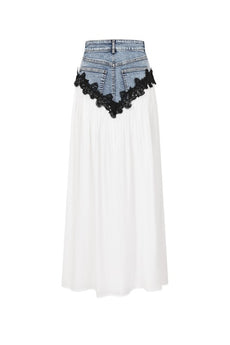 Runway Contrast Denim Skirt Pre order