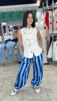 Stripe Satin Jogger Pants