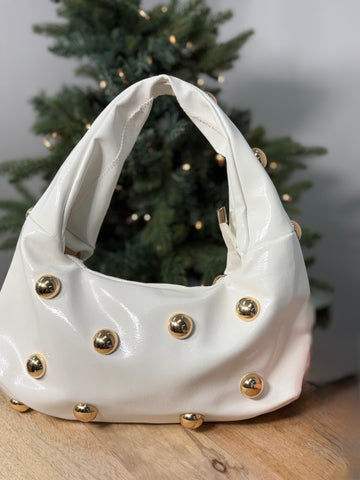 White Stud Hobo Bags