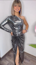 Metallic One Shoulder Maxi-dress