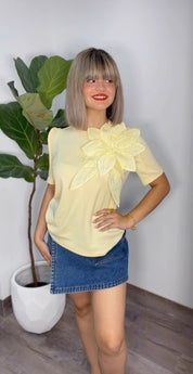 Flower Pastel Yellow Shirt