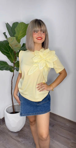Flower Pastel Yellow Shirt