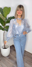 Dusty Blue Floral Blouse