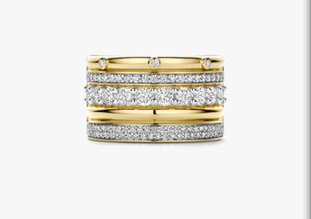 Ti Sento Classic Layered Zirconia Ring (Gold)