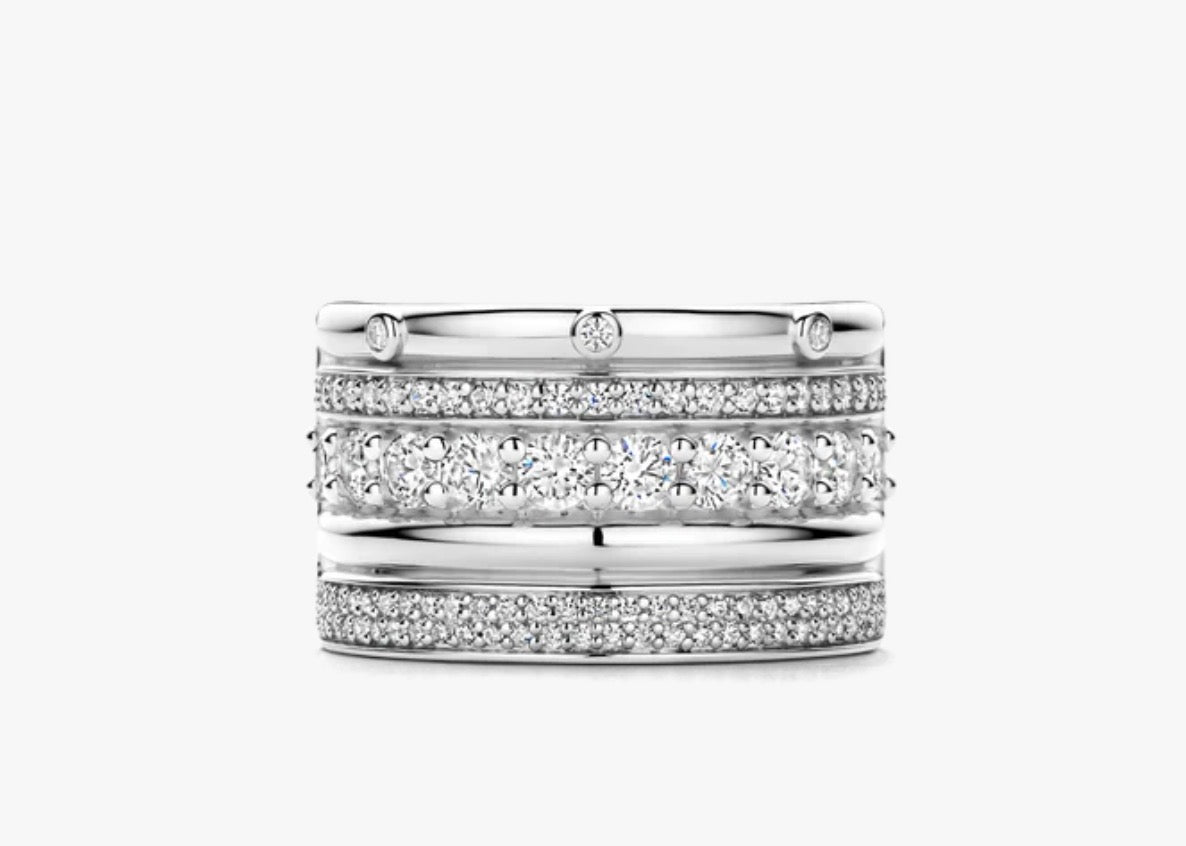 Ti Sento Classic Layered Zirconia Ring (Plated)