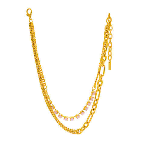 TOVA Matte Pink Gold Chain Necklace