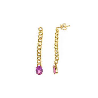 Salvatore Long Magenta Gem Earring