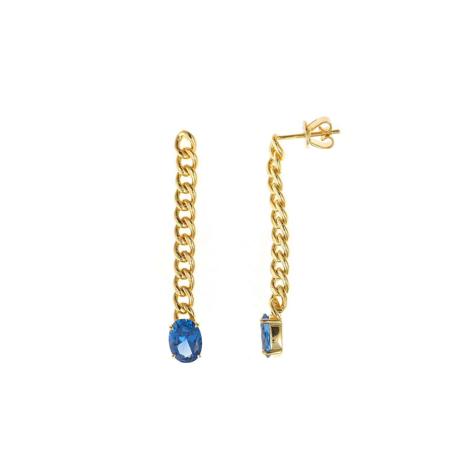 Salvatore Long Blue Gem Earring
