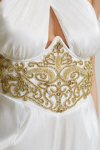 Amanda White and Gold Satin Jumpsuit