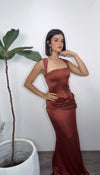 Terracotta Satin Formal Corset  Set
