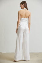 Amanda White and Gold Satin Jumpsuit