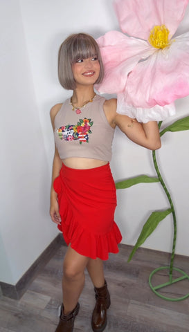 Jíbara Roja Wrap Around Mini Skirt