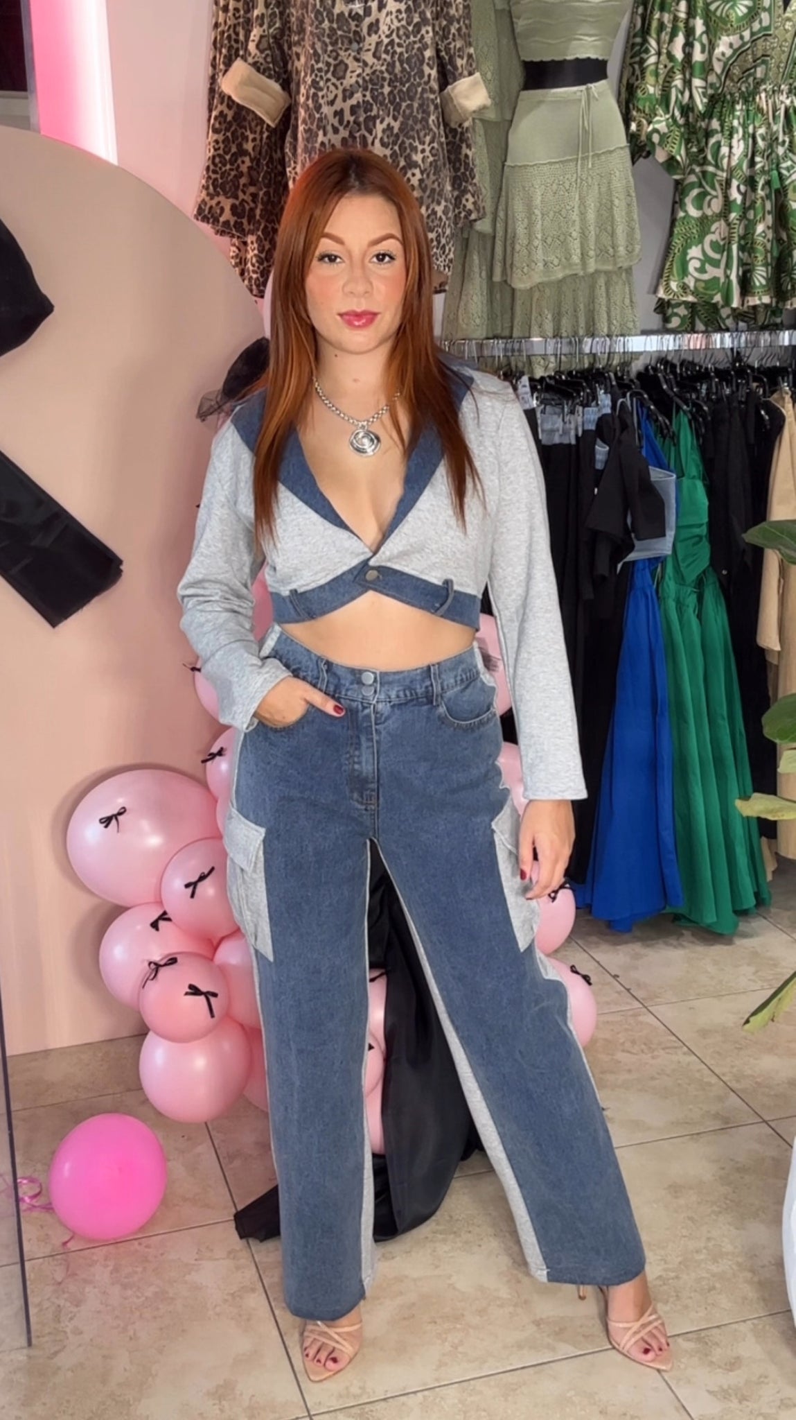 Gray & Denim Comfy Set