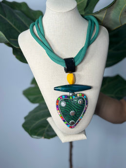 Zebra Bloom Heart Necklace