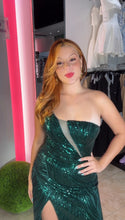 One Shoulder Green Sequin Formal Dress