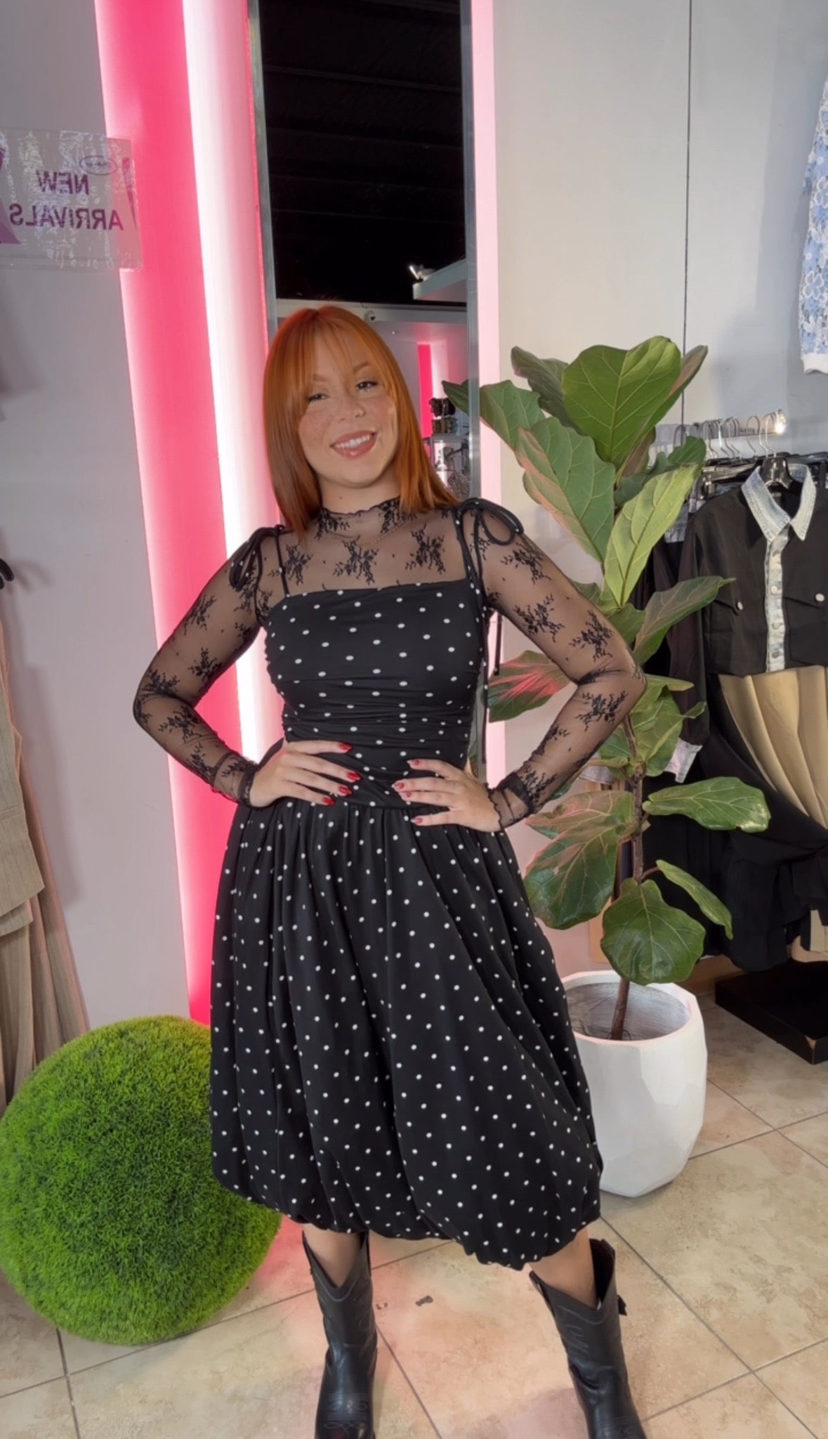 Polka Dot Bubble Midi Dress