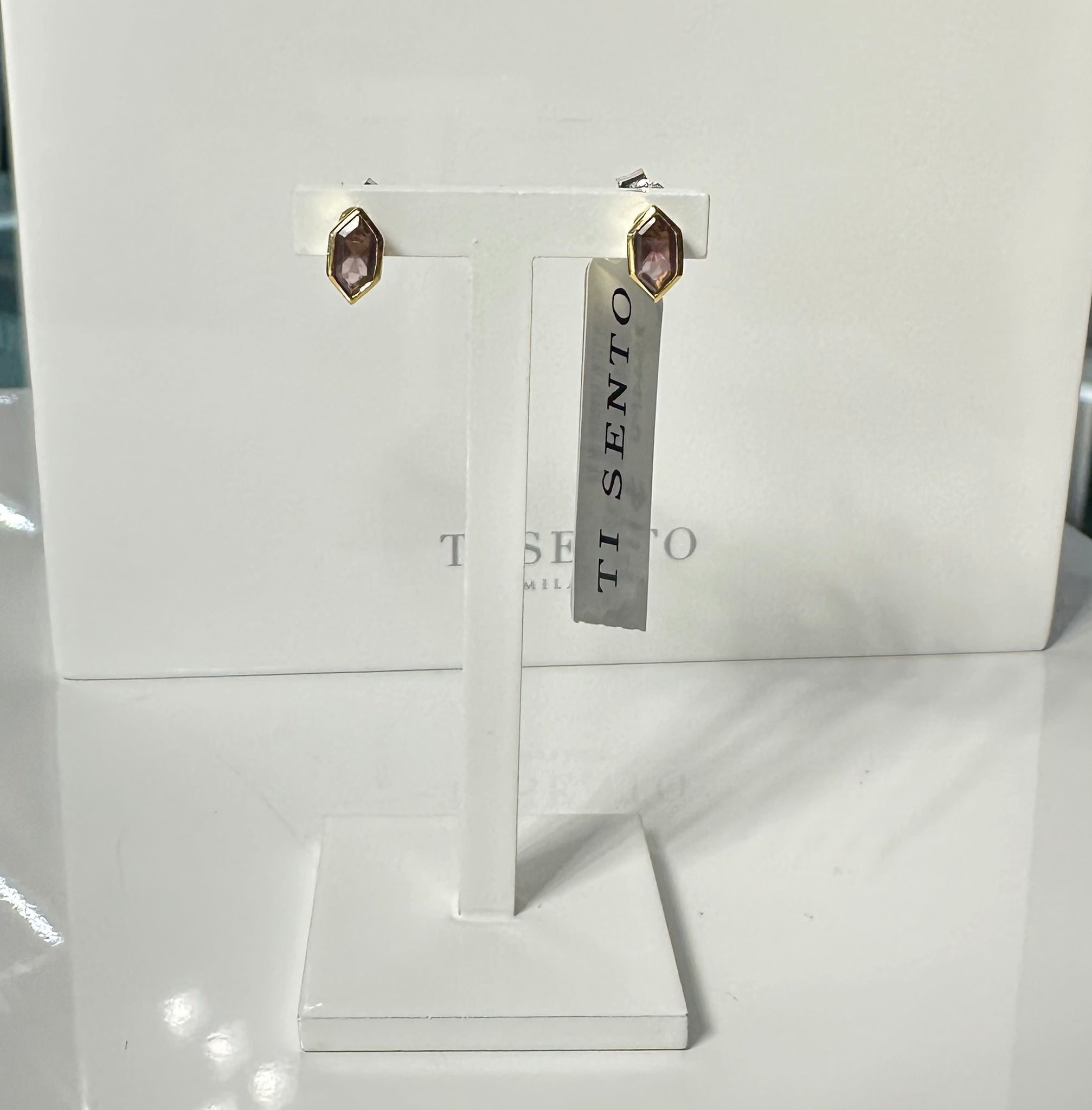 TiSento Milano Translucent Purple Studs Earrings