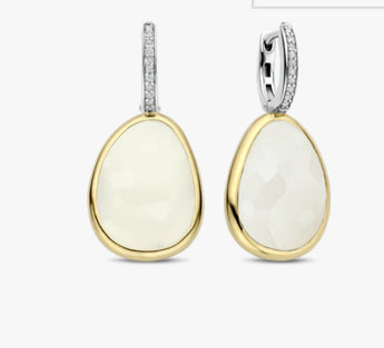 Tisento Platinum-Milky White Stone Earring
