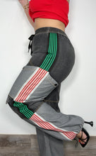 Black Denim Red/Green Details Cargo