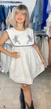 White & Navy Mini Dress